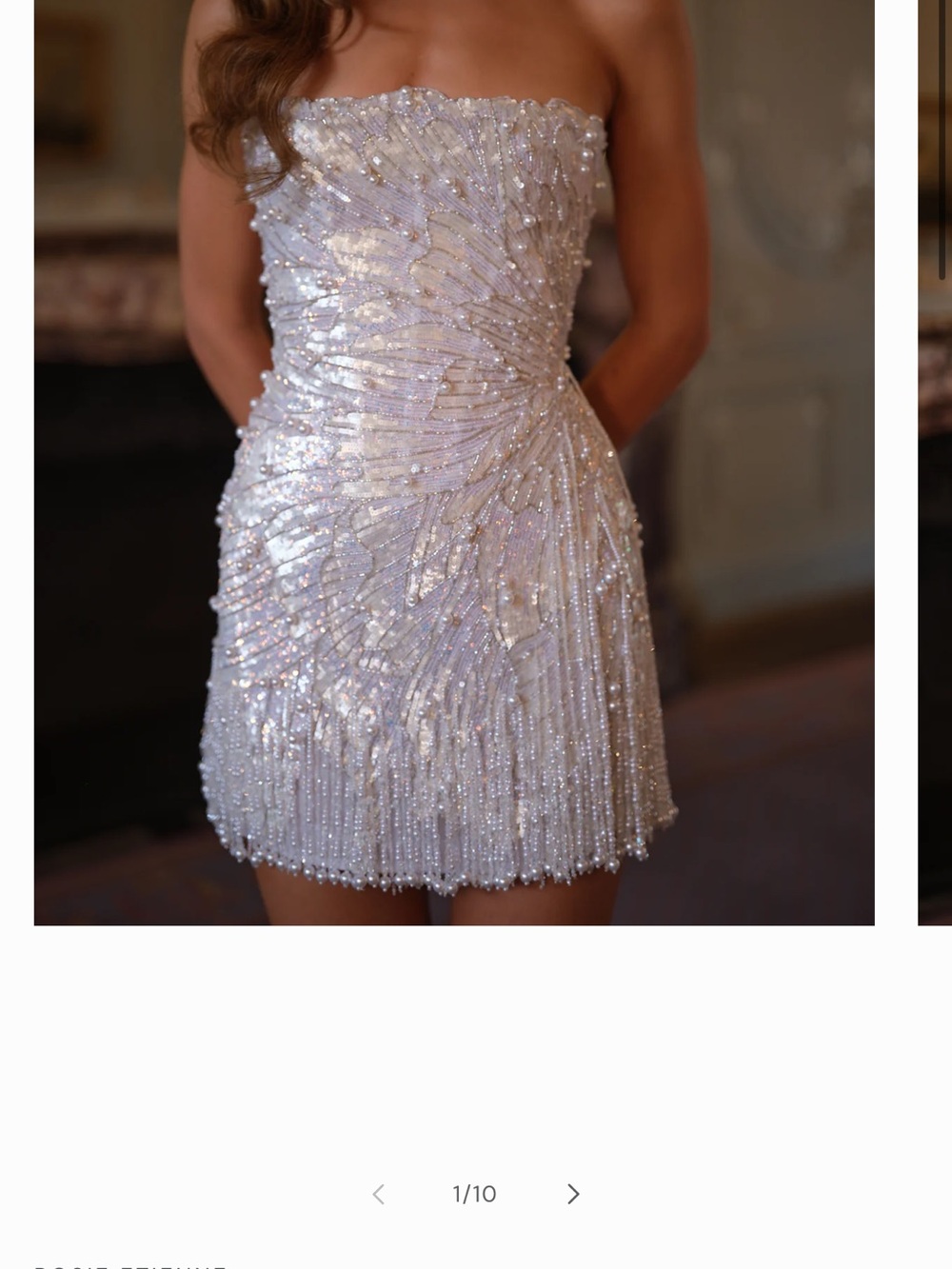 Strapless Sequin Cocktail Dress in Iridescent White
